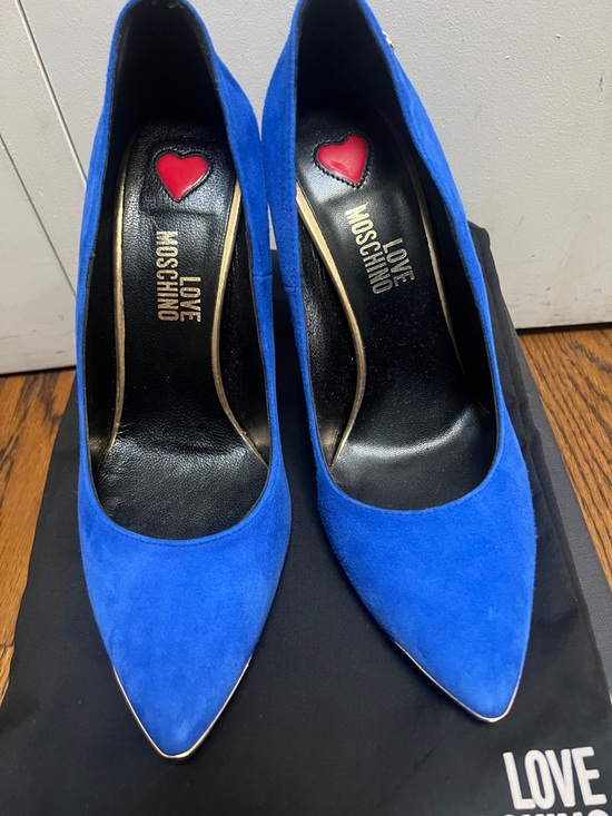 Love Moschino Shoes - Love Moschino Cobalt Blue Suede Pointed Toe Pumps